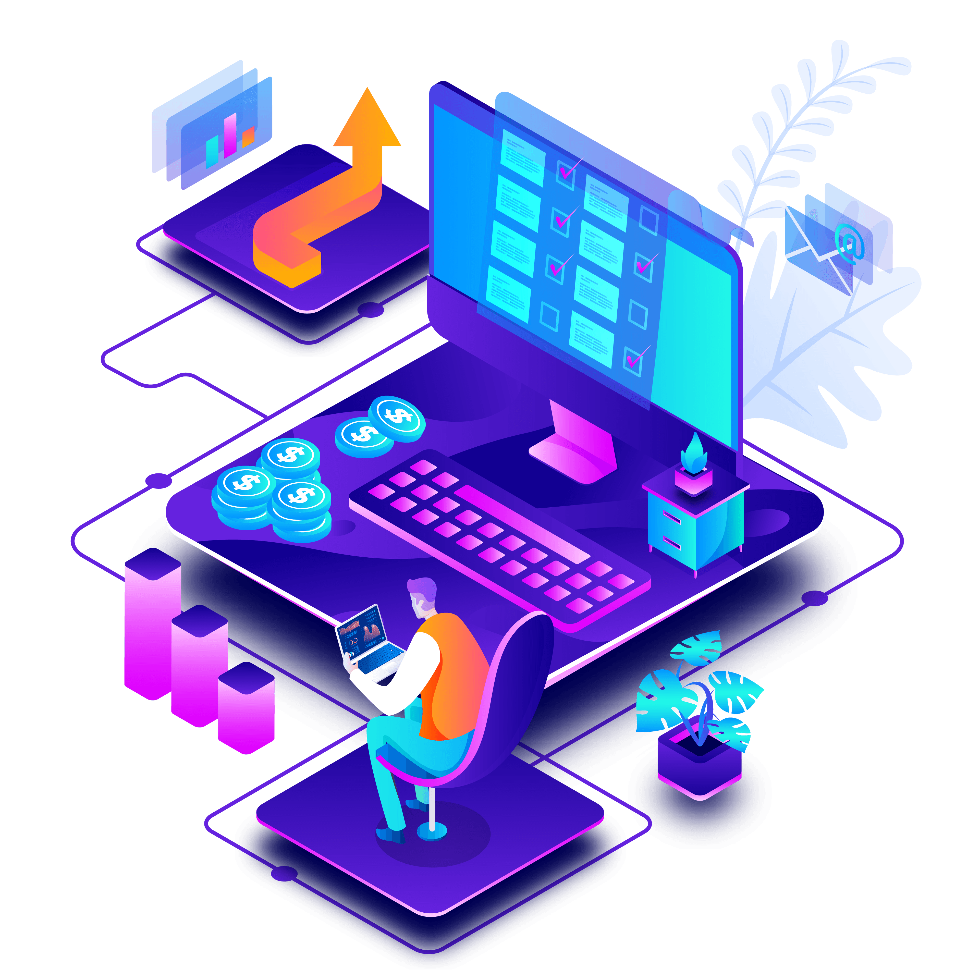 Blockchain tools and analytics illustration